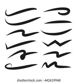 hand lettering underlines lines set, brush lines