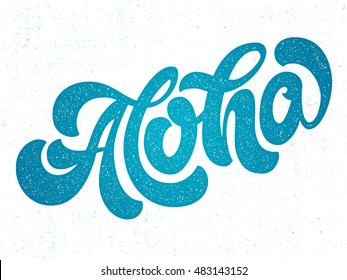 Hand lettering vector illustration. Aloha. Vector calligraphy illustration. T-shirt graphic print design.