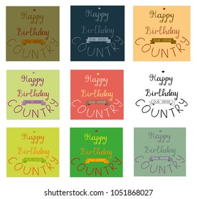 
Hand lettering Vector illustration Phrase Congratulation Happy bithday our dear country Pen brush Calligraphy. Independens day. 4th  Forth of July. Template for card 