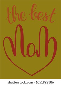 Hand lettering Vector illustration Phrase Just Mom Pen brush Calligraphy. Mother's day. Template for card. Colored background