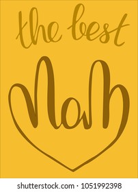 Hand lettering Vector illustration Phrase Just Mom Pen brush Calligraphy. Mother's day. Template for card. Colored background