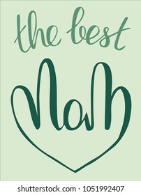 Hand lettering Vector illustration Phrase Just Mom Pen brush Calligraphy. Mother's day. Template for card. Colored background