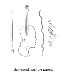 Hand lettering violin with violin art. Suitable for printing, poster, textile, decor, postcards, cards