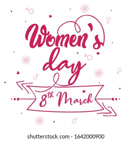 Hand lettering women's day celebration design. 8 of march.