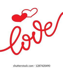 Hand Lettering Word Love Two Hearts Stock Vector (Royalty Free ...