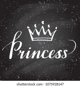 Hand Lettering Word Princess Background Crown Stock Vector (Royalty ...