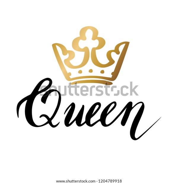 Hand Lettering Word Queen Crown Background Stock Vector (royalty Free 