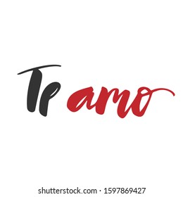 Hand lettering with word  Te amo/I love you. Spain symbols and illustrations.Text in spanish for postcard, invitation, T-shirt ,typography, print design, banner, poster, web, icon. Vector illustration