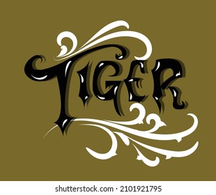 hand lettering word of tiger