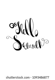 Hand lettering words hello summer. Vector illustration