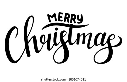 Hand Lettering Words Merry Christmas Illustration Stock Vector (Royalty ...