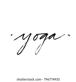 Hand lettering Yoga logo letters. Can be printed on greeting cards, paper and textile designs.
