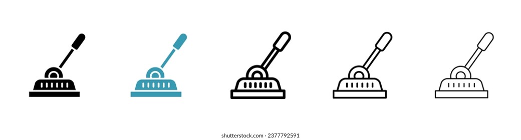 Hand lever sign icon set. Manual control lever vector symbol. Line icon for ui designs.