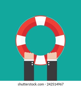 Hand with lifebuoy symbol 