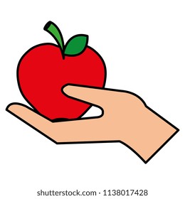 hand lifting apple fresh