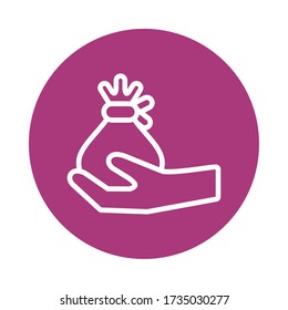 hand lifting bag isolated icon vector illustration design