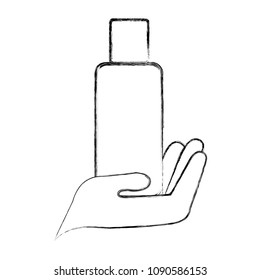 hand lifting bottle plastic of beautiful product
