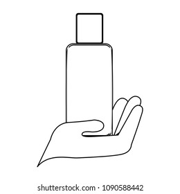 hand lifting bottle plastic of beautiful product