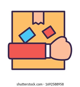 diseño de la ilustración vectorial de la línea de servicio postal de la caja de elevación manual