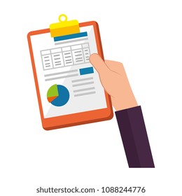 hand lifting clipboard finance document