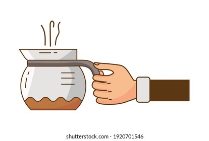 diseño de ilustraciones vectoriales del icono de tetera levantando mano