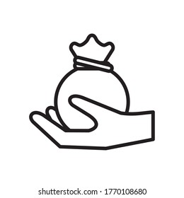 hand lifting coins sack line style icon vector illustration design