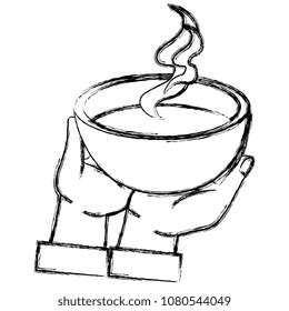 hand lifting dish soup