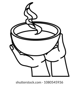 hand lifting dish soup