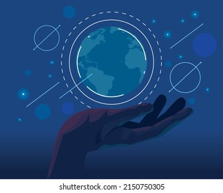 hand lifting earth tech poster