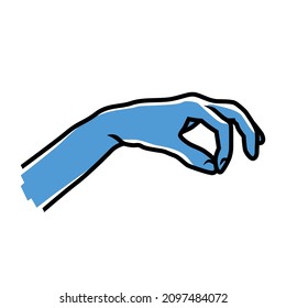 A hand lifting an element with two fingers. Vector image. Vector element.