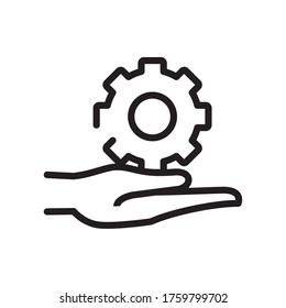 hand lifting gear machine line style vector illustration design