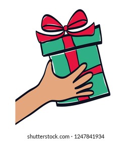 hand lifting gift box