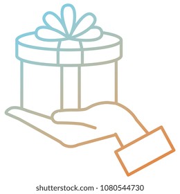 hand lifting gift box present icon