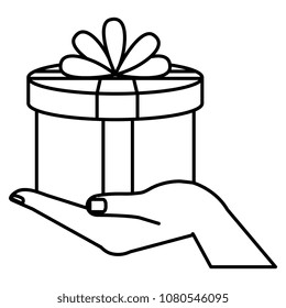 hand lifting gift box present icon