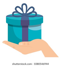 hand lifting gift box present icon