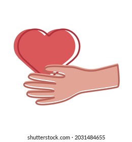 hand lifting heart love icon