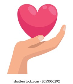 hand lifting heart love icon