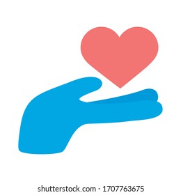 hand lifting heart solidarity flat style vector illustration design