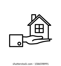 hand lifting house front facade vector illustration design