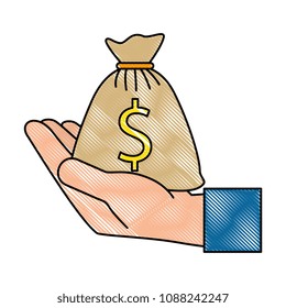 hand lifting money bag