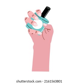 icono de la botella de nailspolish de elevación de mano