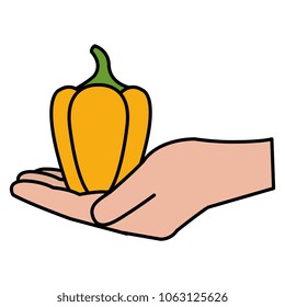 hand lifting pepper vegetable healthy food