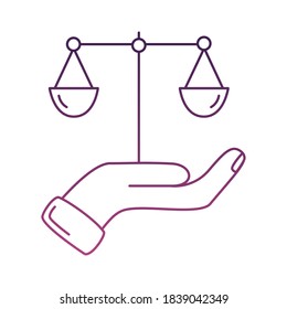 hand lifting scale balance line style icon vector illustration design