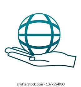 hand lifting sphere planet