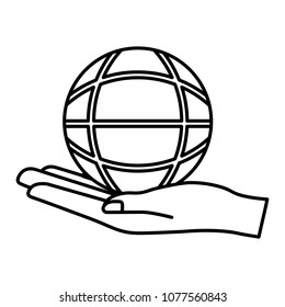 hand lifting sphere planet