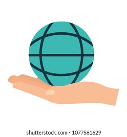 hand lifting sphere planet