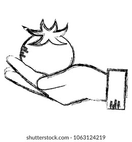 hand lifting tomato vegetable healthy food