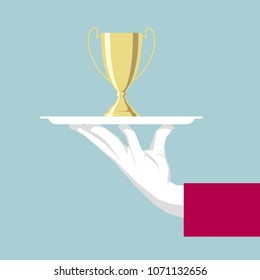 Hand lifting tray, Trophy in tray.