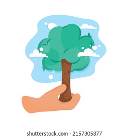 hand lifting tree plant ecology