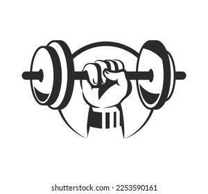 hand lifting weight gym icon isolated